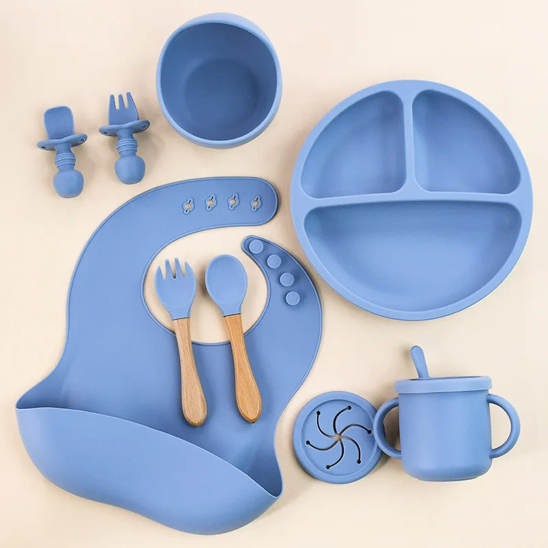 9-Piece Premium Silicone Baby Feeding Set - BPA Free