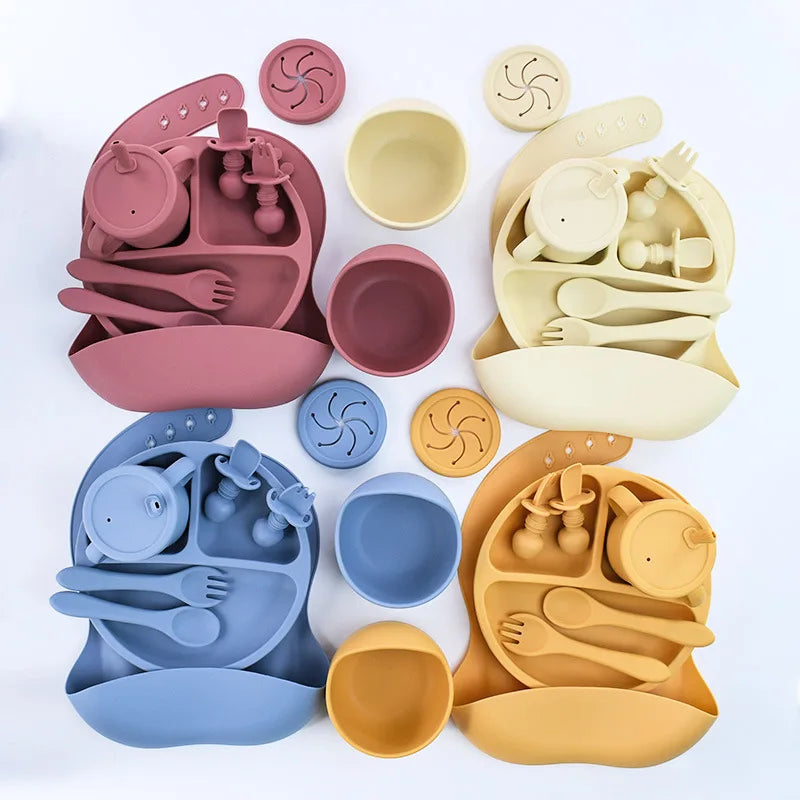 9-Piece Premium Silicone Baby Feeding Set - BPA Free