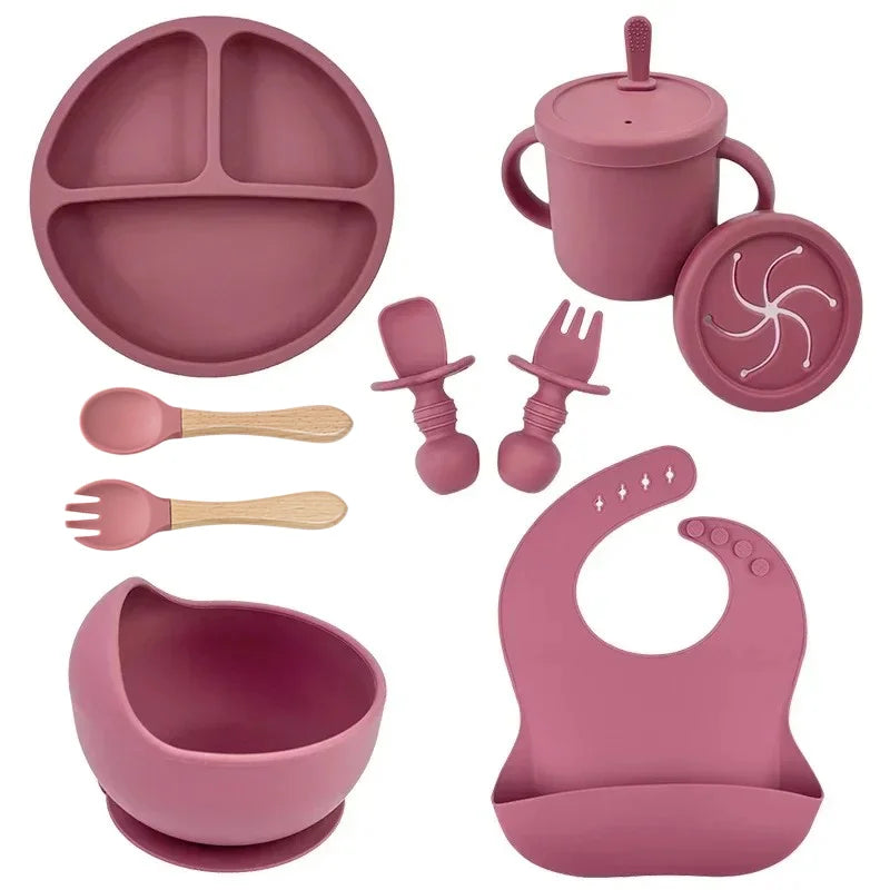 9-Piece Premium Silicone Baby Feeding Set - BPA Free