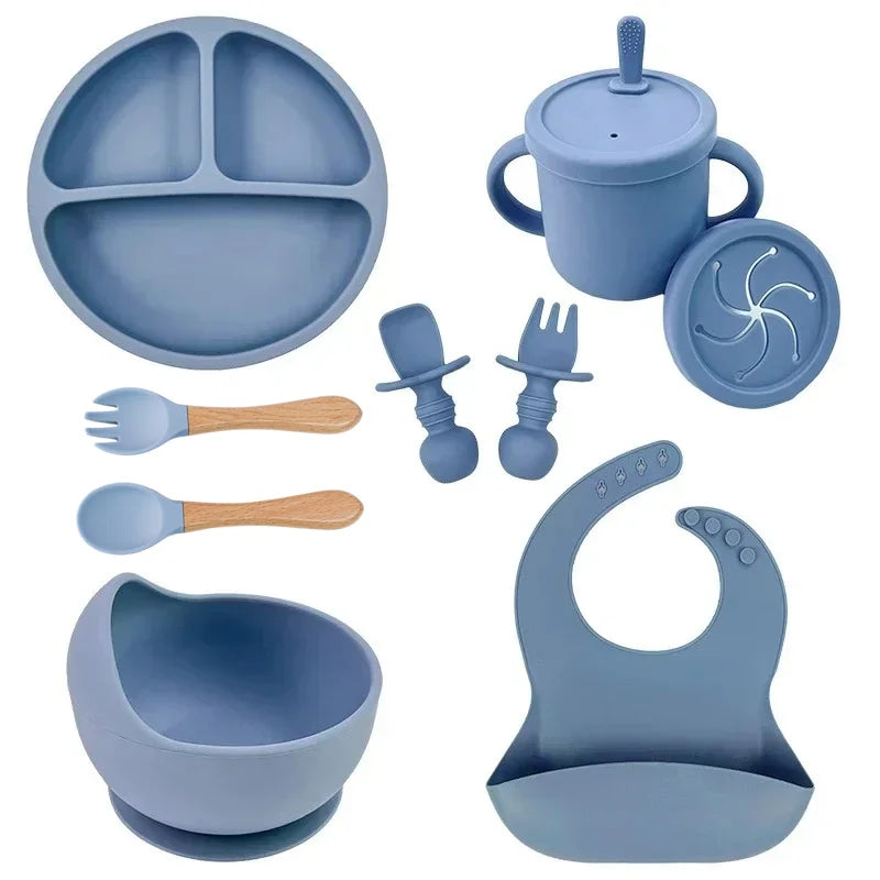 9-Piece Premium Silicone Baby Feeding Set - BPA Free